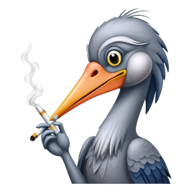 Shoebill stork smoking  sticker