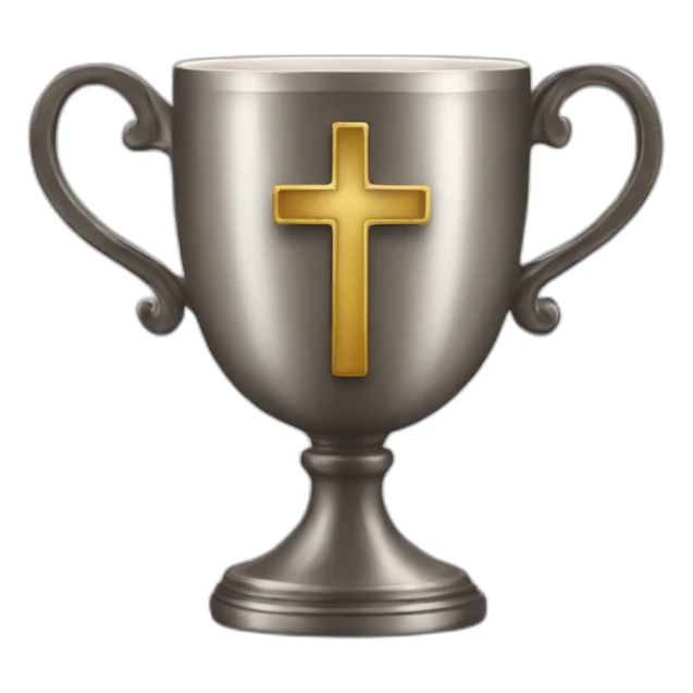 Christian cup for the winner with a cross sticker