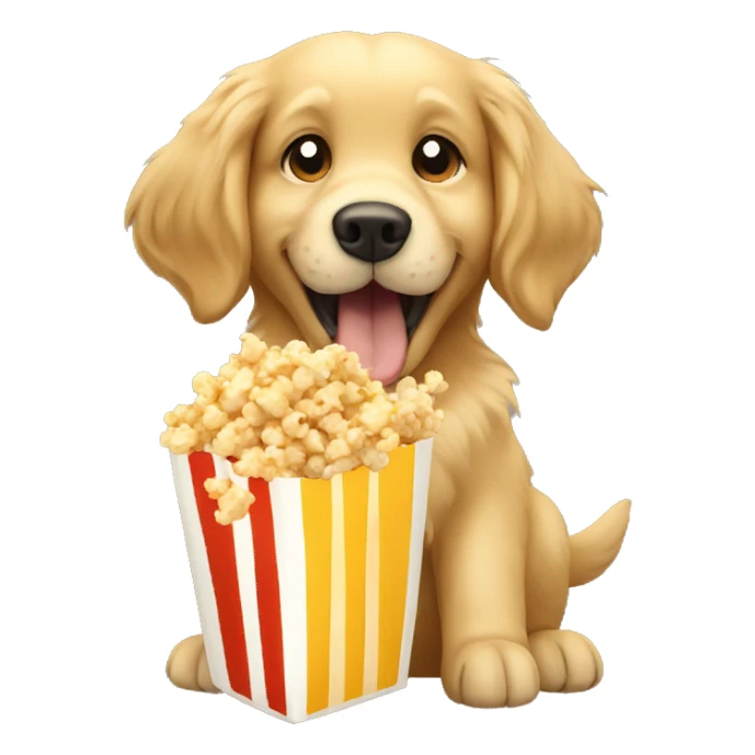 Golden retriever eating popcorn sticker