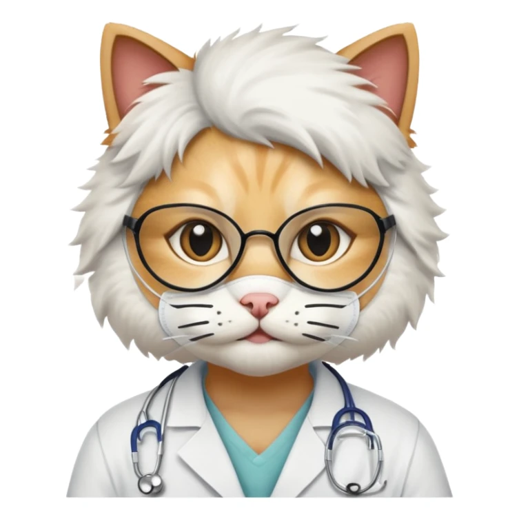 doctor cat, surgical mask sticker