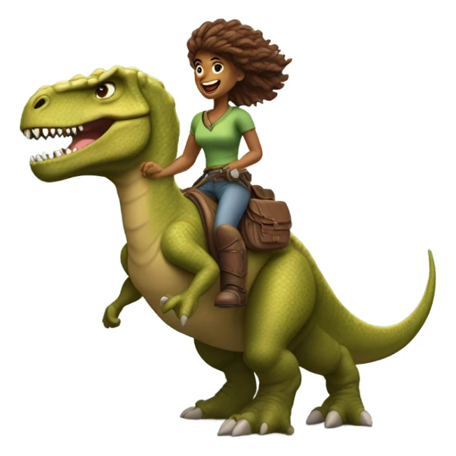 Woman riding dinosaur  sticker