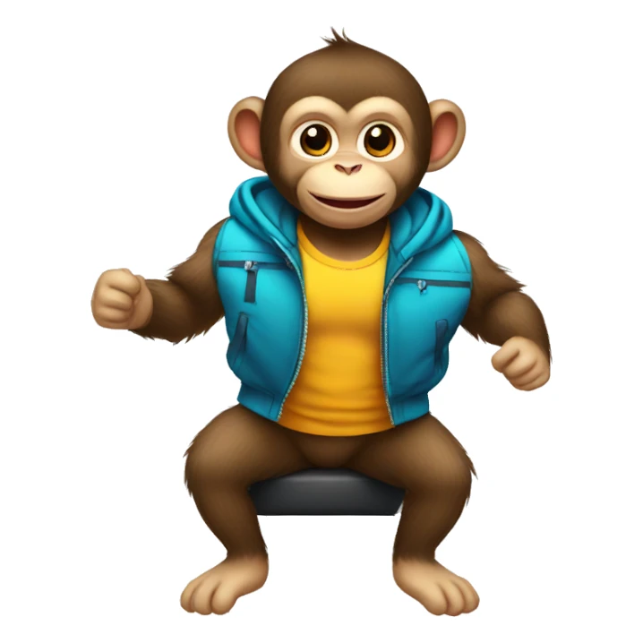 Baby monkey in the gym with a jacket  sticker