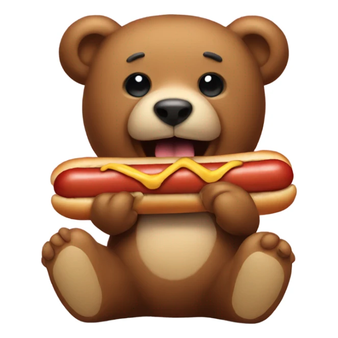 Teddy bear eating a small hotdog sticker