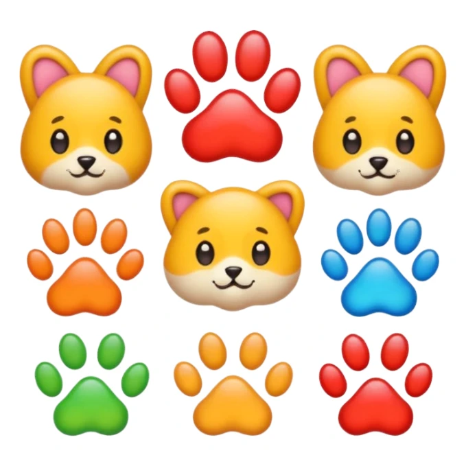 Paws with elements of others emoji sticker