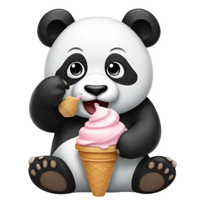 Panda eating ice cream sticker