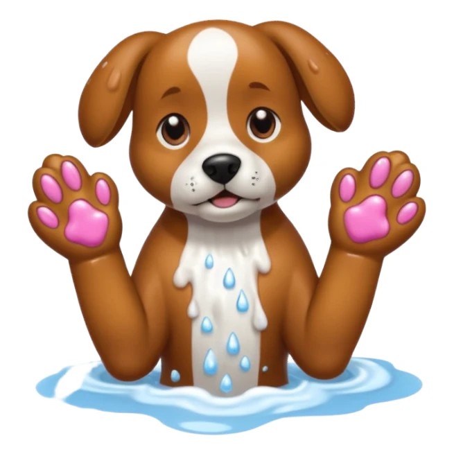 A dog washing its hands ￼ sticker