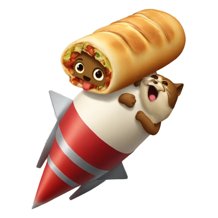 A Beast eating a chimichanga on a rocket  sticker
