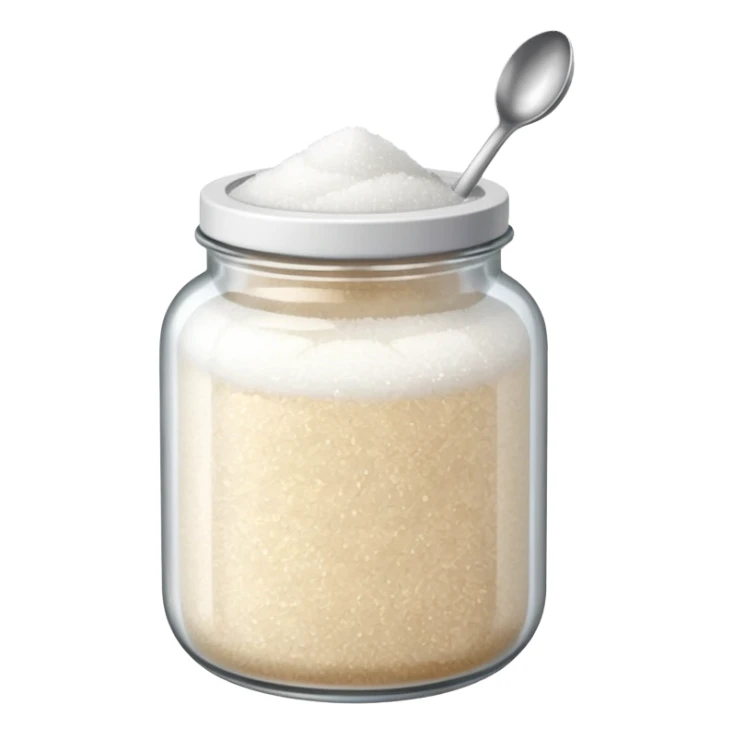 Jar of white sugar with spoon sticker