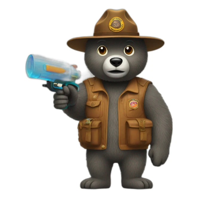 smokey bear with water gun sticker