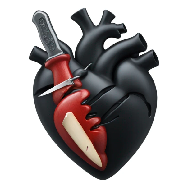 anatomical heart black  with a knife sticker
