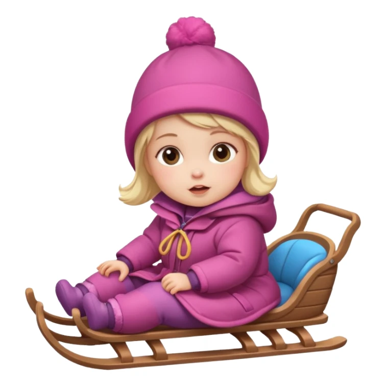 baby girl on sled sticker