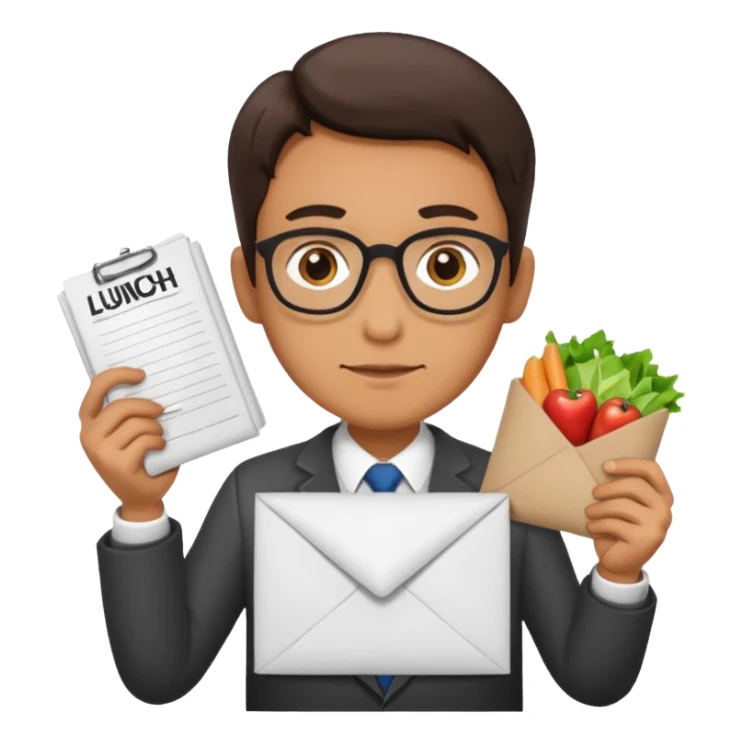 Profesor sosteniendo un papel que dice “LUNCH COVERED” sticker