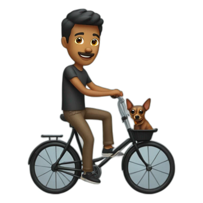 Hombre en bicicleta con pinscher negro sticker