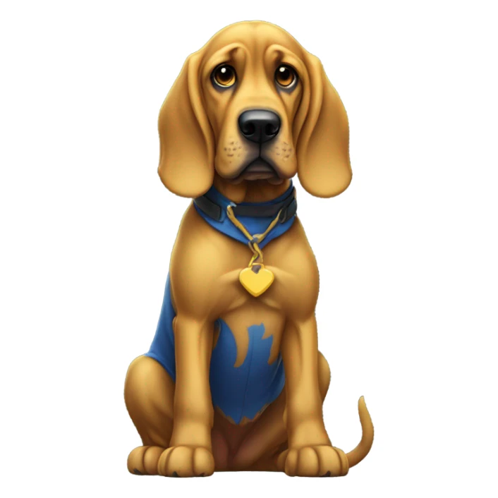 blue and yellow standing on hind legs begging bloodhound  sticker