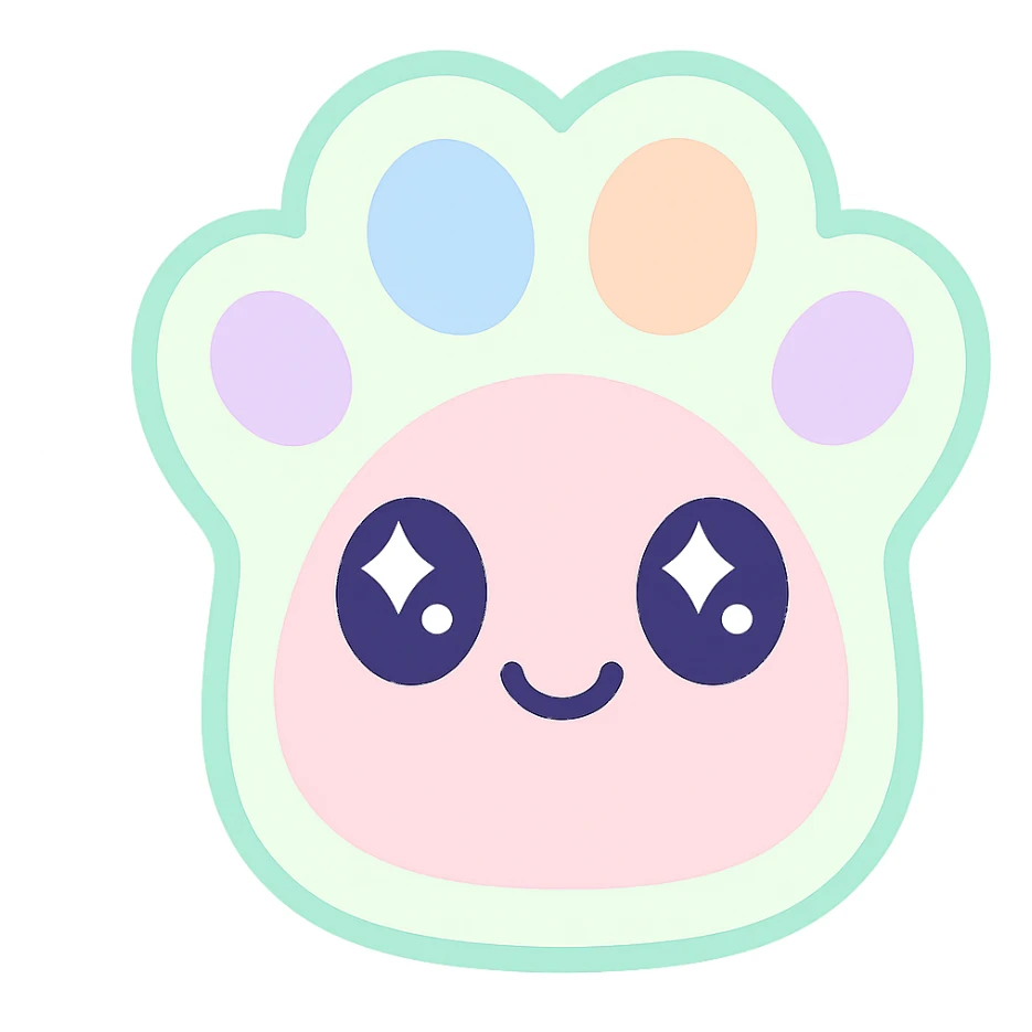 cat paw, cute and rounded, pastel colors sticker