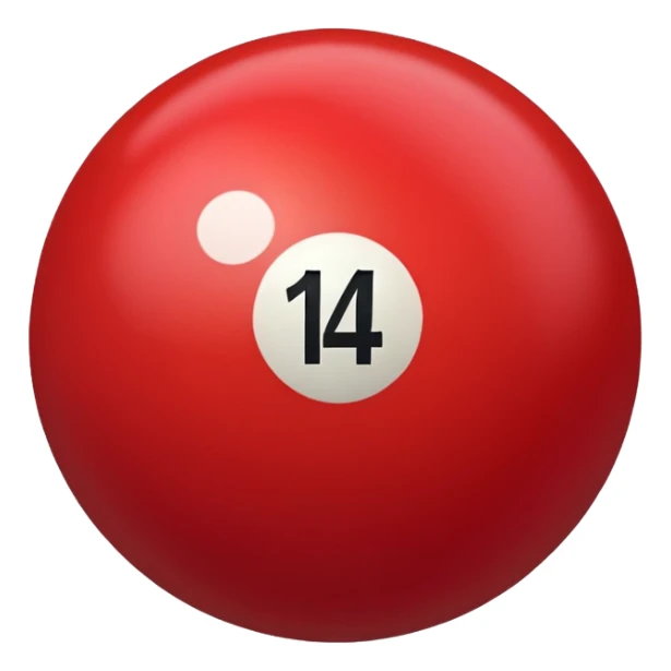 The number 14 on a red pool ball sticker