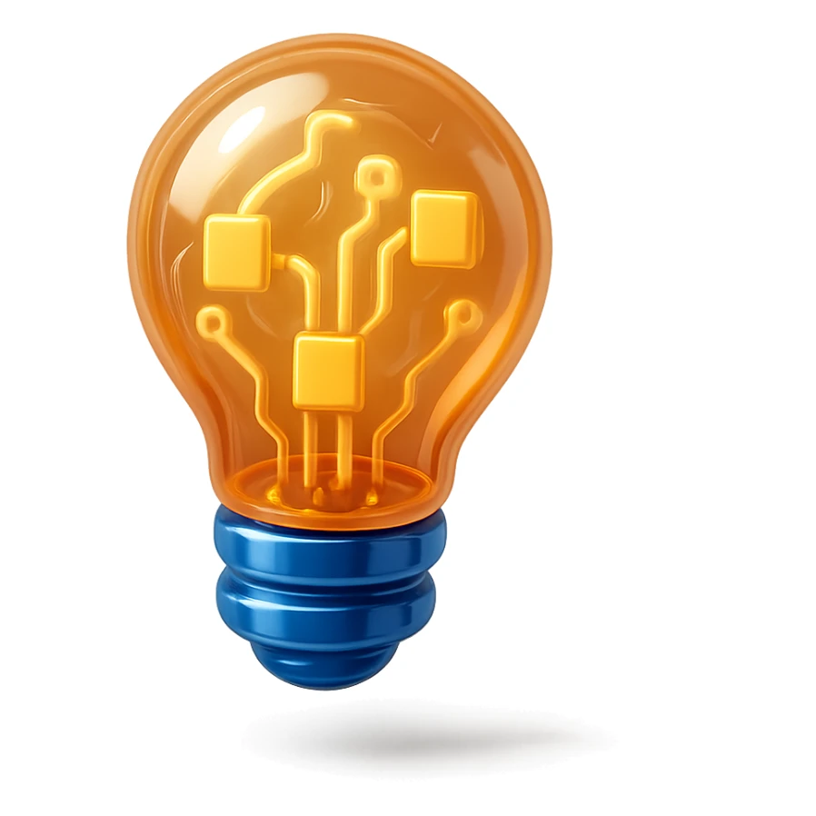 lightbulb icon with glossy circuit style sticker