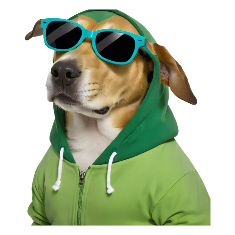Dog wearing hoodie sticker