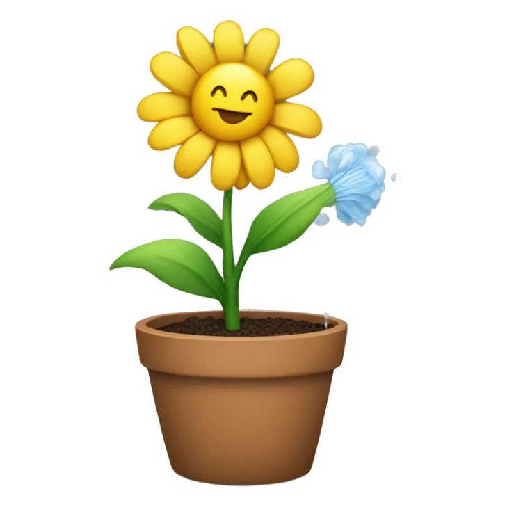 a flower in a pot is watered sticker