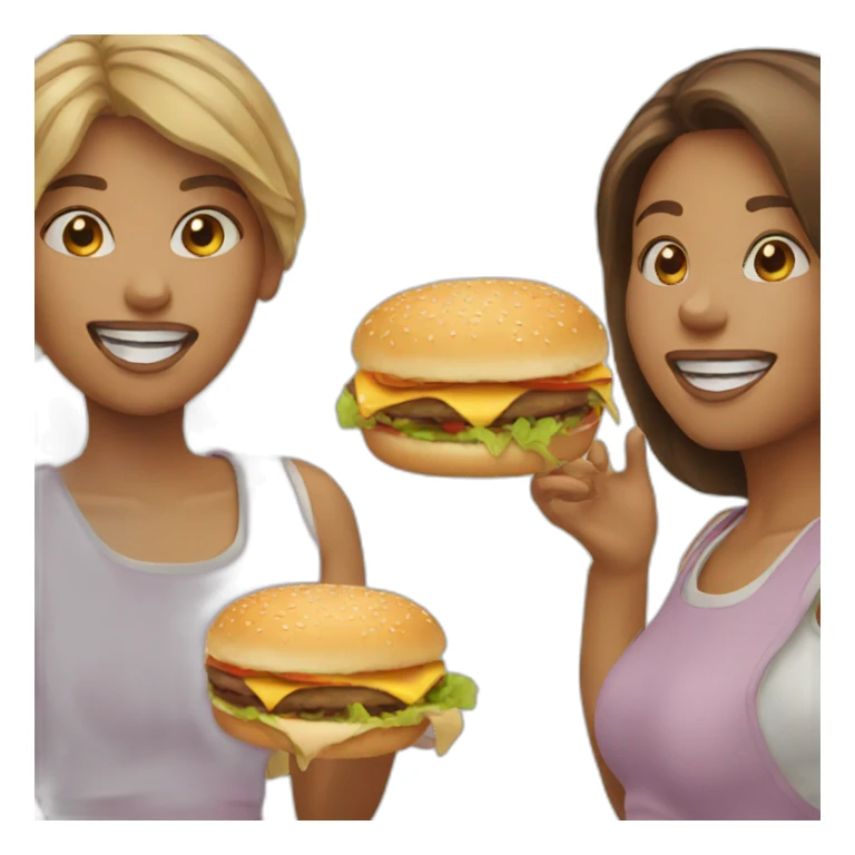 sisters eating hamburger  sticker
