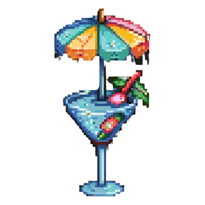Colorful cocktail with umbrella sticker