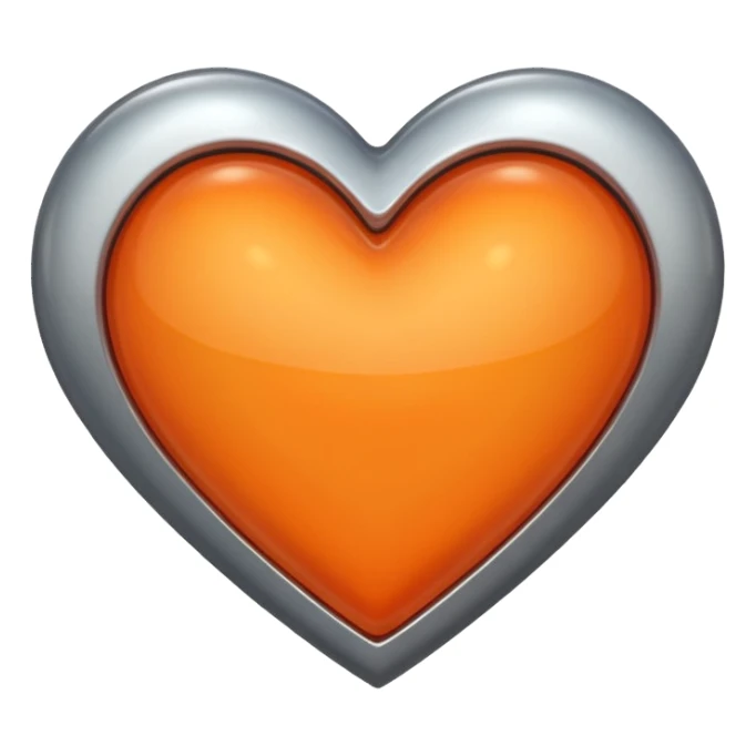 heart with a metallic orange center sticker