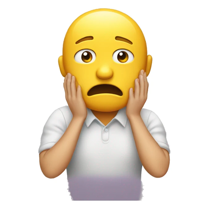 Embarrassed yellow head with two hands on mouth  sticker