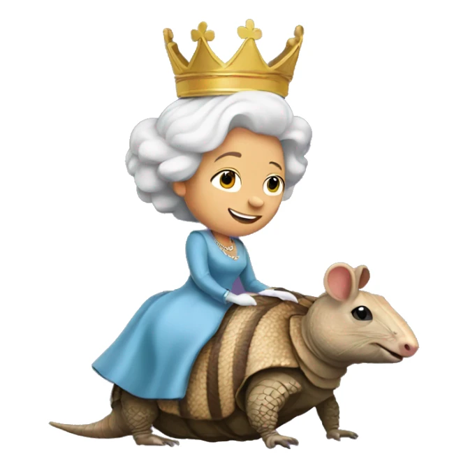 queen elizabeth RIDING an armadillo sticker