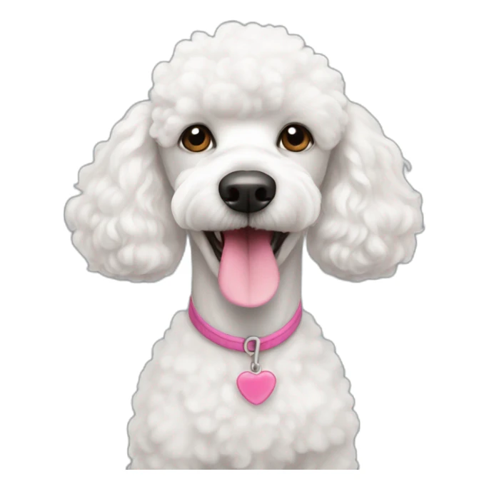 White poodle with pink nose sticker