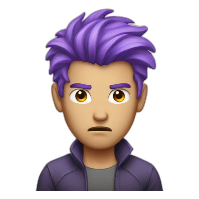 guy with purple hair angry sticker