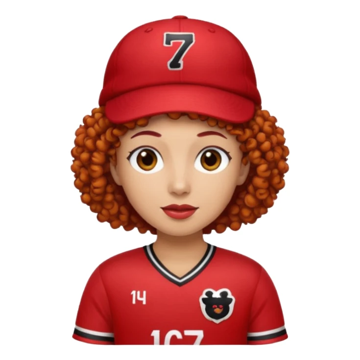 red curly black rabbit with jersey and hat sticker