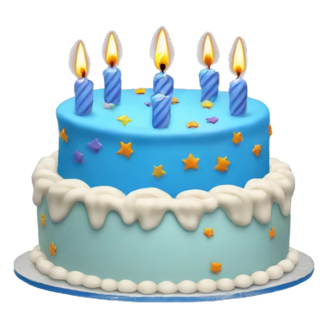 Blue birthday cake with 4 candles sticker
