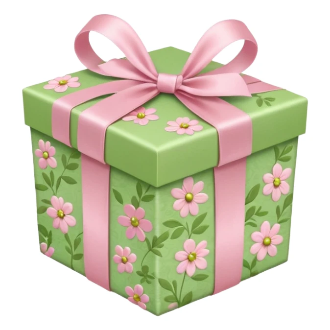 light green and light pink floral gift box sticker