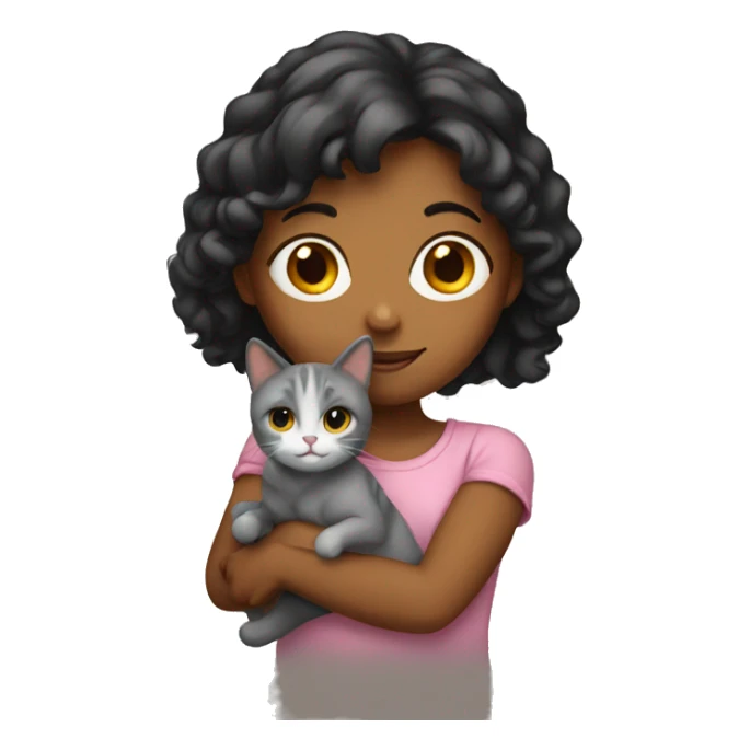 A girl holding a cat sticker