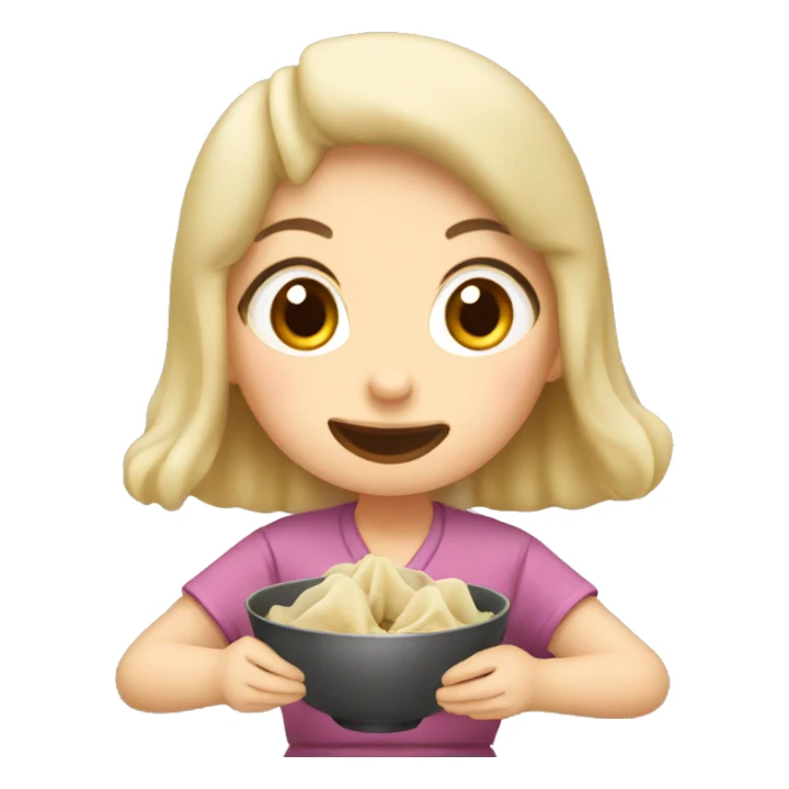 Girl eating dumplings sticker