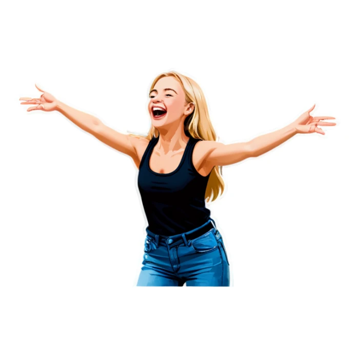 A pretty blonde girl tickling someone sticker