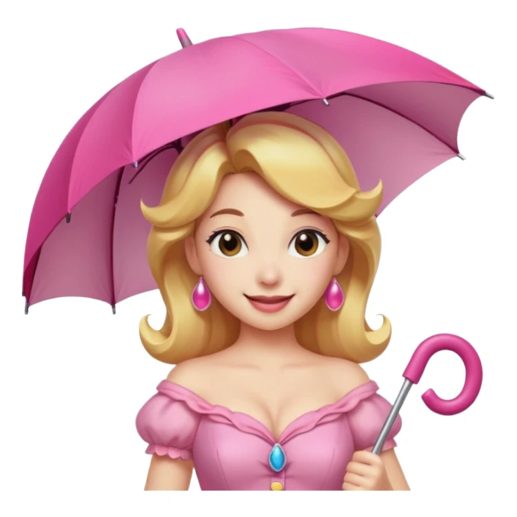 princess peach with a pink umbrella  sticker