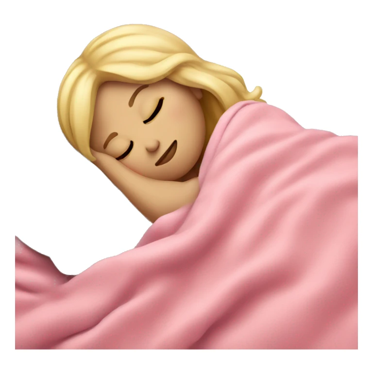blonde girl sleeping on side with pink blanket sticker
