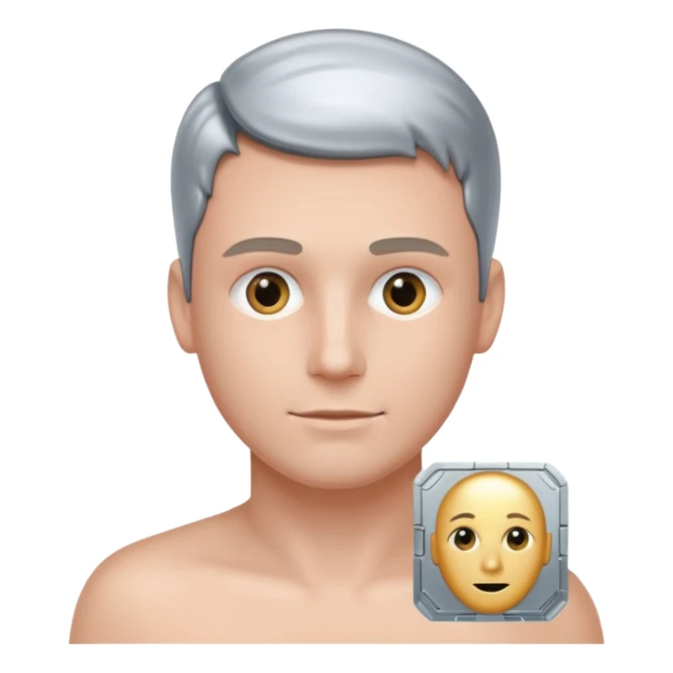 a man with a small AI chip next to him sticker