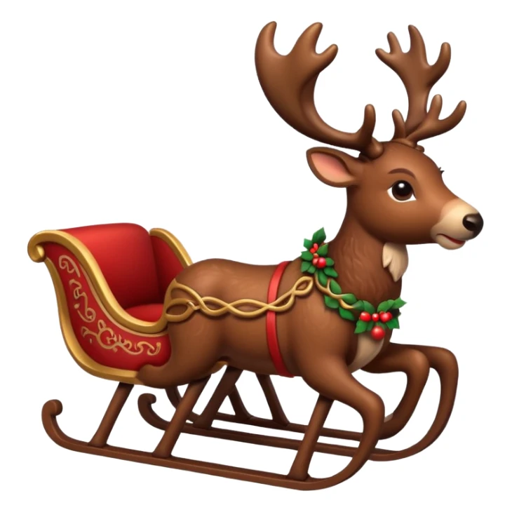 cute reindeer and sleigh sticker