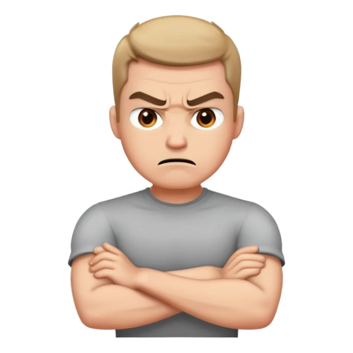 guy with arms crossed on neck angry  sticker