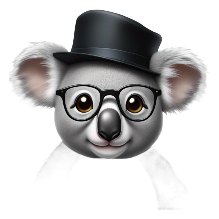 Koala with a black hat and reading glasses sticker