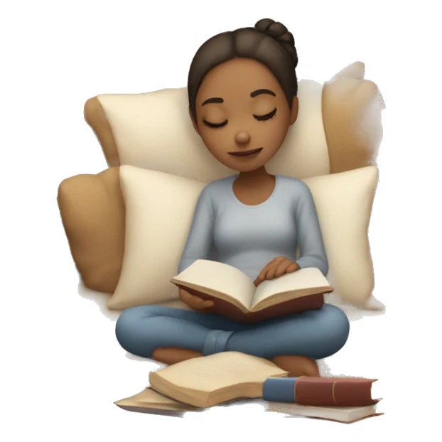 sleepy girl with a book sticker