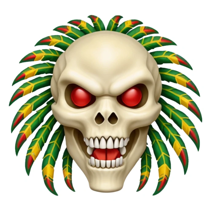smiling bone predator from movie predator with rasta sticker