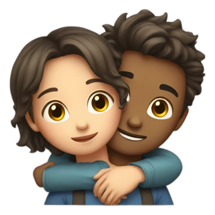 Cute boy and cute girl hugging  sticker