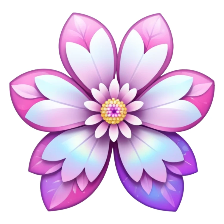 white sakura with a bow and holographic effect sticker