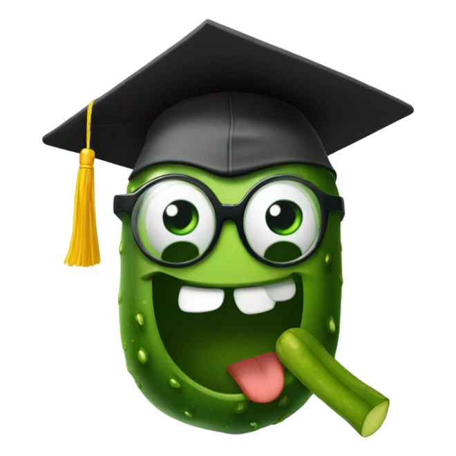 pickle happy face add glasses and graduation cap sticker