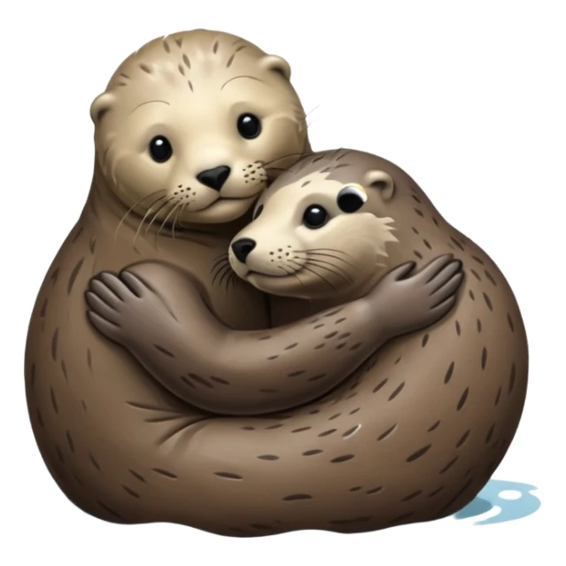 Grey seal and brown otter hugging each other  sticker