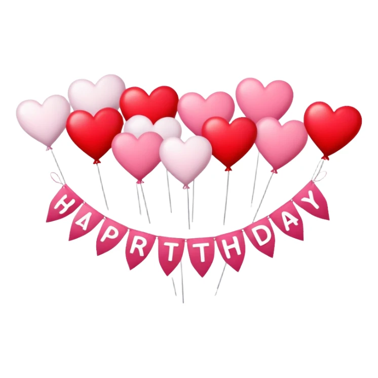 Happy birthday banner with hearts sticker