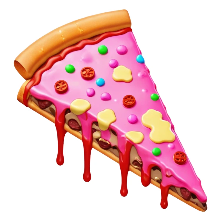Melted neon  spam meat ice cream pizza slice sticker